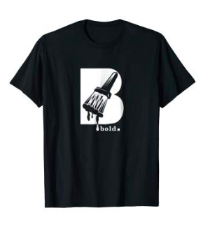 Knowa's Art "B-Line B Bold." (paintbrush) black and white graphic t-shirt