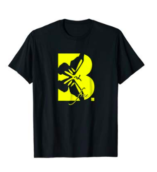 Knowa's Art "B-Line B Free." (butterfly) black and yellow graphic t-shirt